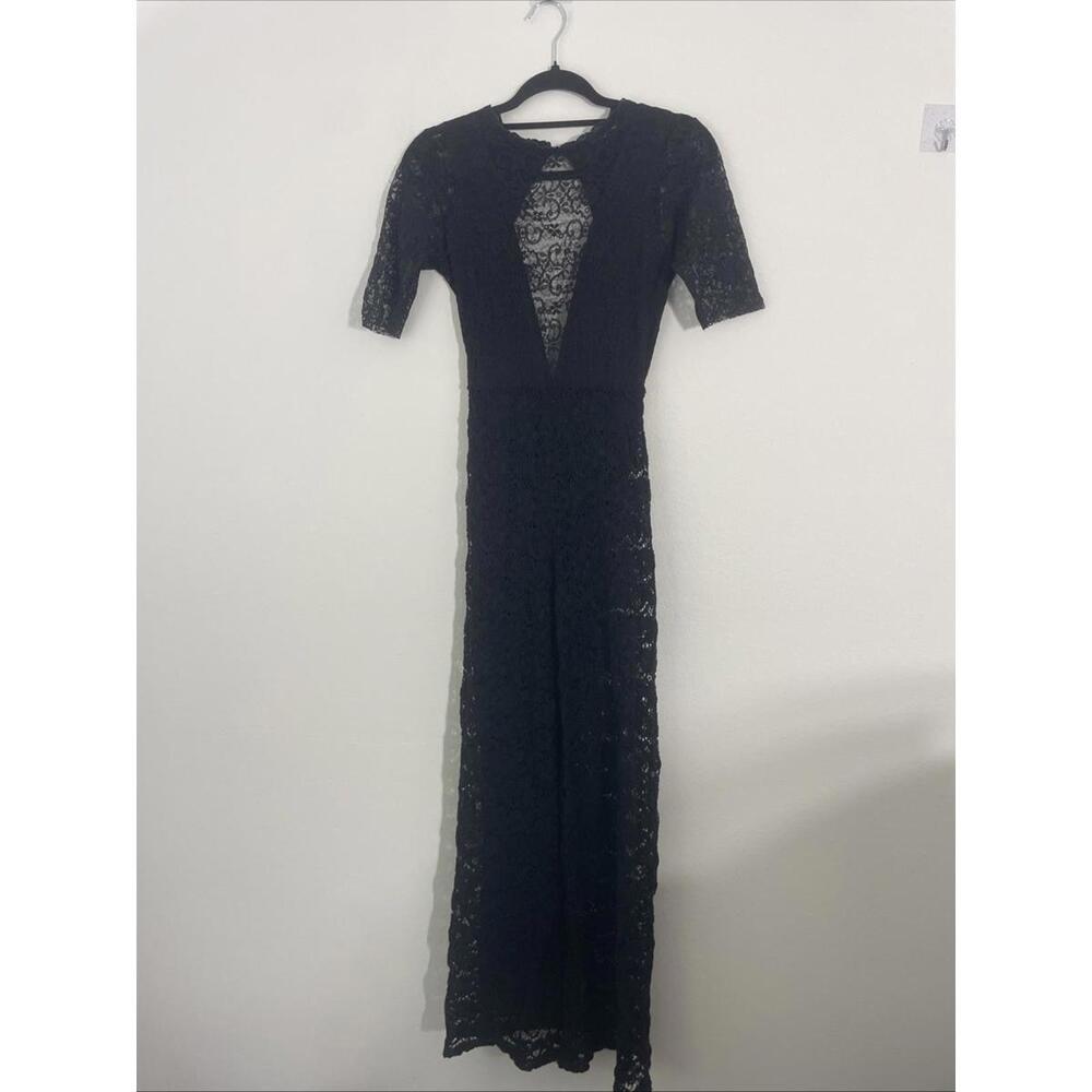 Free People x Nightcap Serata Black Lace short sleeveOpen Back Jumpsuit S $495 - Picture 5 of 8